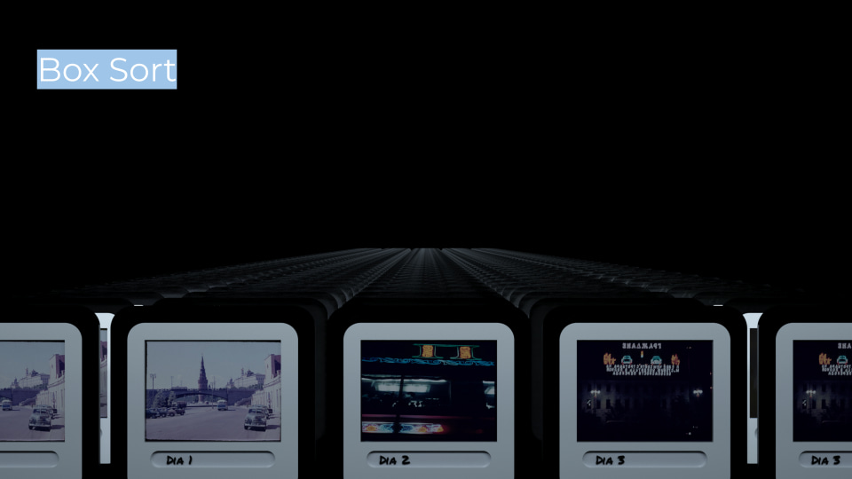 Dias in einer Box, aneinandergereiht