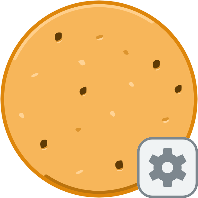 Illustrated Cookie with a settings-icon in the down righ corner