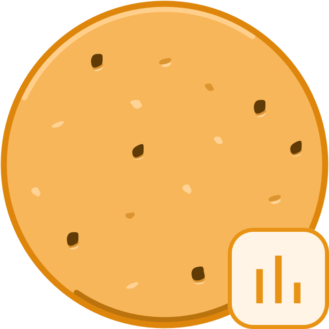 Illustrated Cookie with a statistics-icon in the down righ corner