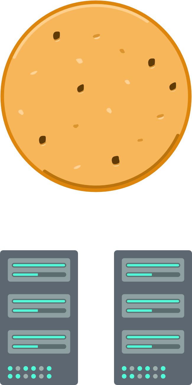 Illustrated Cookie with a connection to an illustrated server