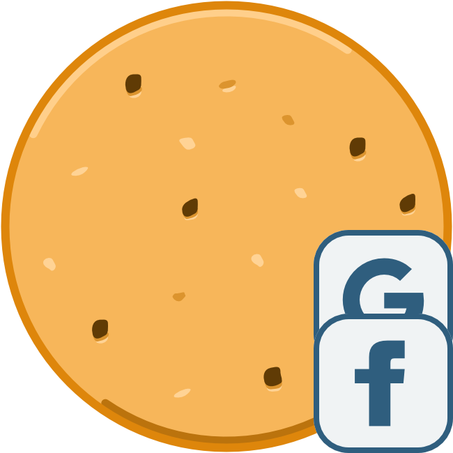 Cookie illustration with the letter marks of Google and Facebook
